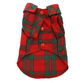Flannel Button Down Dog Shirt - Red / Green