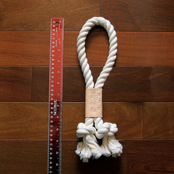 Natural Cotton Rope & Leather Tug Toy - Knot