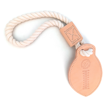 Natural Cotton Rope & Leather Tug Toy - Football