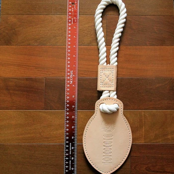 Natural Cotton Rope & Leather Tug Toy - Football