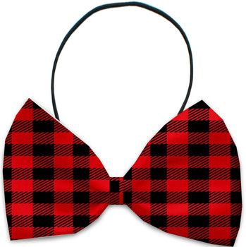 Red Buffalo Check Pet Dog Bow Tie