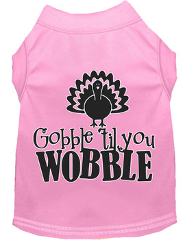 Gobble Til You Wobble Screen Print Dog Shirt Light Pink