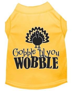 Gobble Til You Wobble Screen Print Dog Shirt Yellow