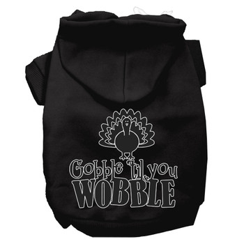 Gobble Til You Wobble Screen Print Dog Hoodie Black