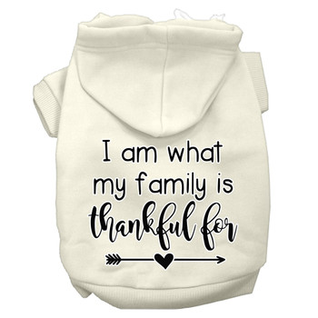 I Am What My Family Is Thankful For Screen Print Dog Hoodie Cream