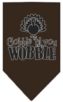 Gobble Til You Wobble Screen Print Dog Bandana - Cocoa