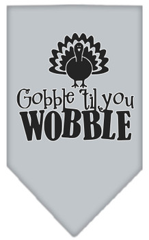 Gobble Til You Wobble Screen Print Dog Bandana - Grey