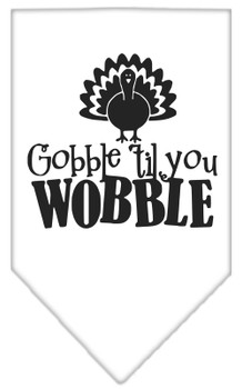 Gobble Til You Wobble Screen Print Dog Bandana - White