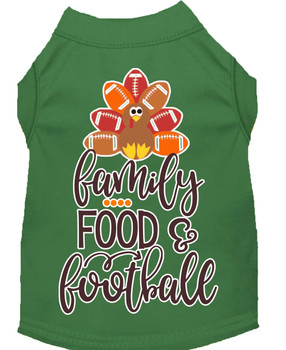 Family, Food, And Football Screen Print Dog Shirt - Green