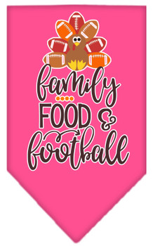 Family, Food, And Football Screen Print Bandana - Bright Pink