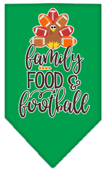 Family, Food, And Football Screen Print Bandana - Emerald Green