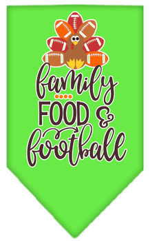 Family, Food, And Football Screen Print Bandana - Lime Green
