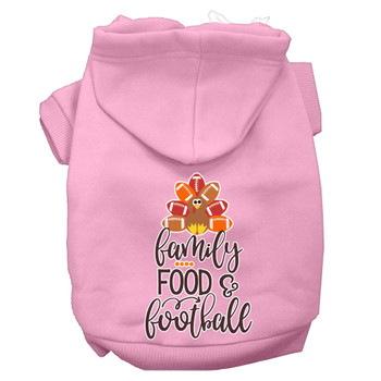 Family, Food, And Football Screen Print Dog Hoodie - Light Pink