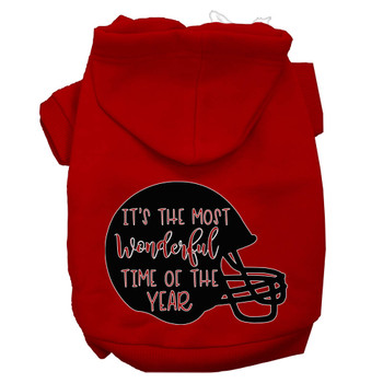Most Wonderful Time Of The Year (football) Screen Print Dog Hoodie - Red
