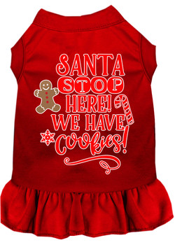 Santa, We Have Cookies Screen Print Dog Dress - Red