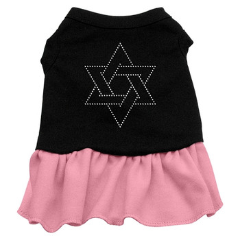 Star Of David Rhinestone Dress - Black With Pink