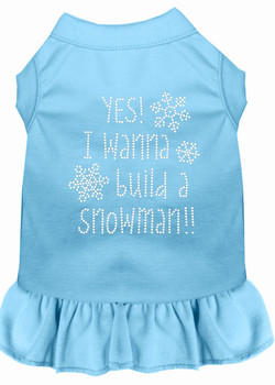 Yes! I Want To Build A Snowman Rhinestone Dog Dress - Baby Blue