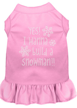 Yes! I Want To Build A Snowman Rhinestone Dog Dress - Light Pink