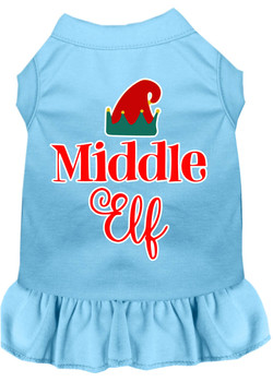 Middle Elf Screen Print Dog Dress - Baby Blue