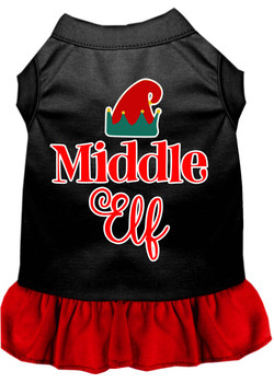 Middle Elf Screen Print Dog Dress - Black With Red