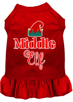 Middle Elf Screen Print Dog Dress - Red