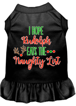 Hope Rudolph Eats Naughty List Screen Print Dog Dress - Black