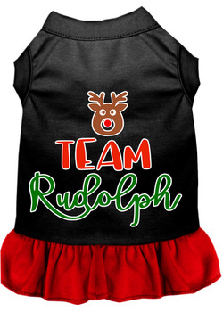 Team Rudolph Screen Print Dog Dress - Black With Red