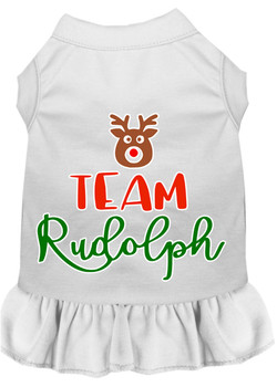 Team Rudolph Screen Print Dog Dress - White