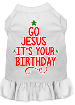 Go Jesus Screen Print Dog Dress - White