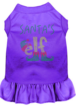 Santa's Elf Rhinestone Dog Dress - Purple
