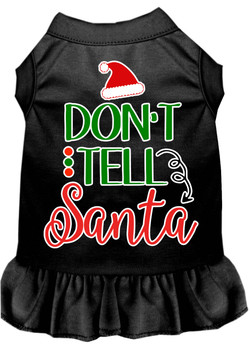 Don't Tell Santa Screen Print Dog Dress - Black