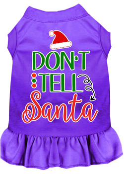 Don't Tell Santa Screen Print Dog Dress - Purple