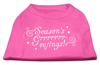 Seasons Greetings Screen Print Shirt Bright Pink