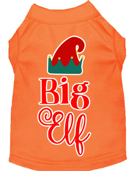 Big Elf Screen Print Dog Shirt - Orange