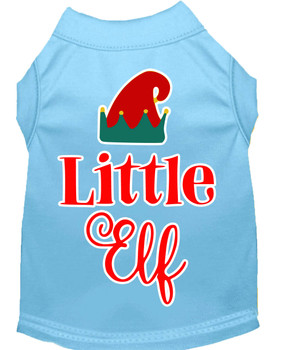 Little Elf Screen Print Dog Shirt - Baby Blue