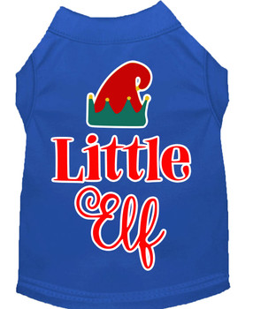 Little Elf Screen Print Dog Shirt - Blue