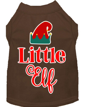 Little Elf Screen Print Dog Shirt - Brown