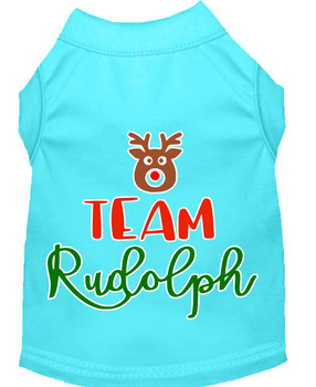 Team Rudolph Screen Print Dog Shirt - Aqua