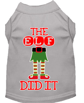 The Elf Did It Screen Print Dog Shirt - Grey
