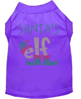 Santa's Elf Rhinestone Dog Shirt - Purple