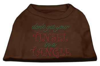 Tinsel In A Tangle Rhinestone Dog Shirt Brown