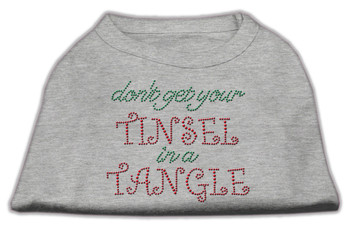 Tinsel In A Tangle Rhinestone Dog Shirt Grey