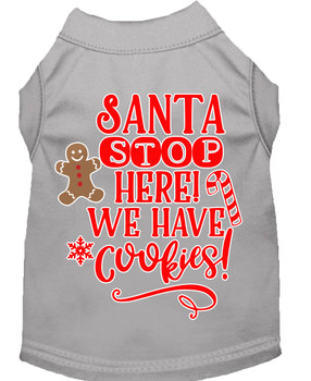 Santa, We Have Cookies Screen Print Dog Shirt - Grey