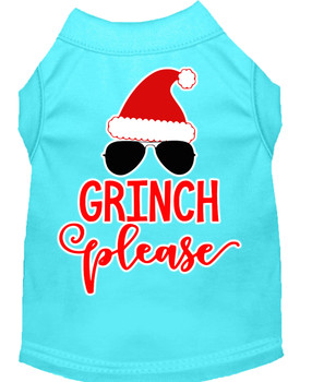 Grinch Please Screen Print Dog Shirt - Aqua