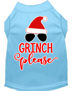 Grinch Please Screen Print Dog Shirt - Baby Blue