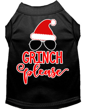 Grinch Please Screen Print Dog Shirt - Black