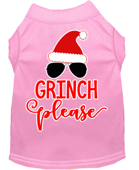 Grinch Please Screen Print Dog Shirt - Light Pink