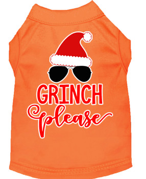 Grinch Please Screen Print Dog Shirt - Orange