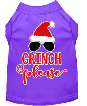 Grinch Please Screen Print Dog Shirt - Purple