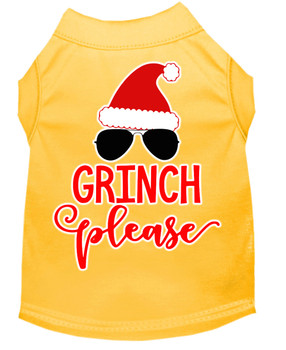 Grinch Please Screen Print Dog Shirt - Yellow
